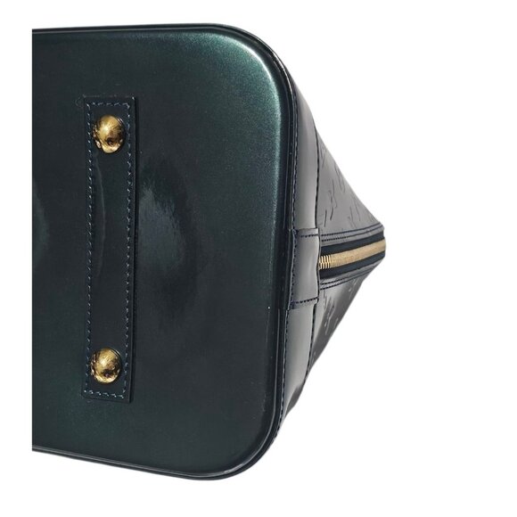 LOUIS VUITTON Alma GM Vernis Patent Monogram Green Bag Large Tote Satchel Bag LV - Picture 12 of 16